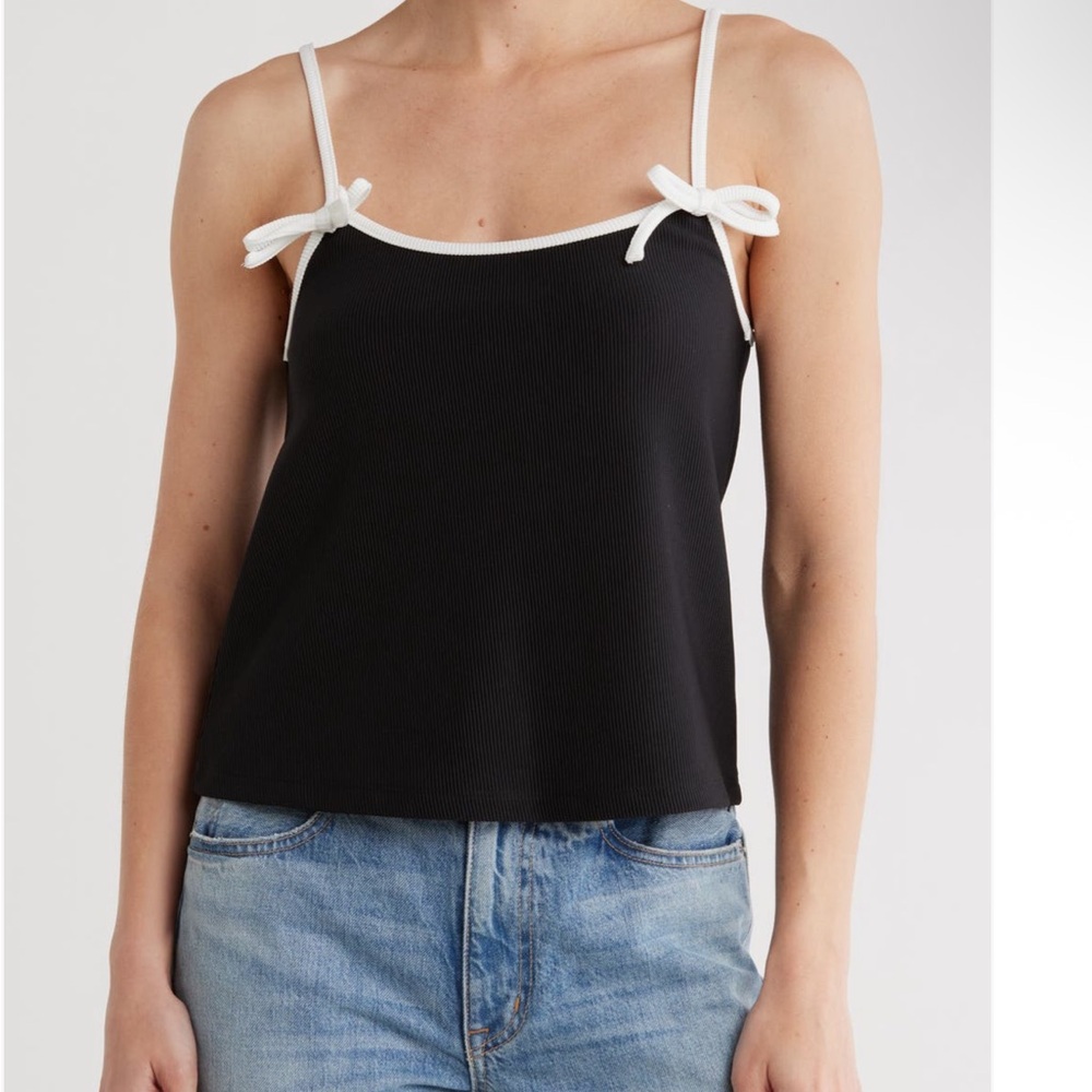 Vigoss Black Tank with White Bow Straps